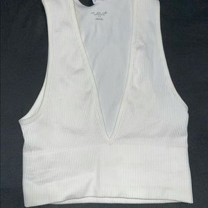Urban Outfitters White Low V crop top